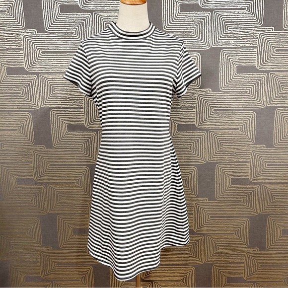 FREE PEOPLE BEACH Gray/White Striped Shift Dress - Picture 2 of 8